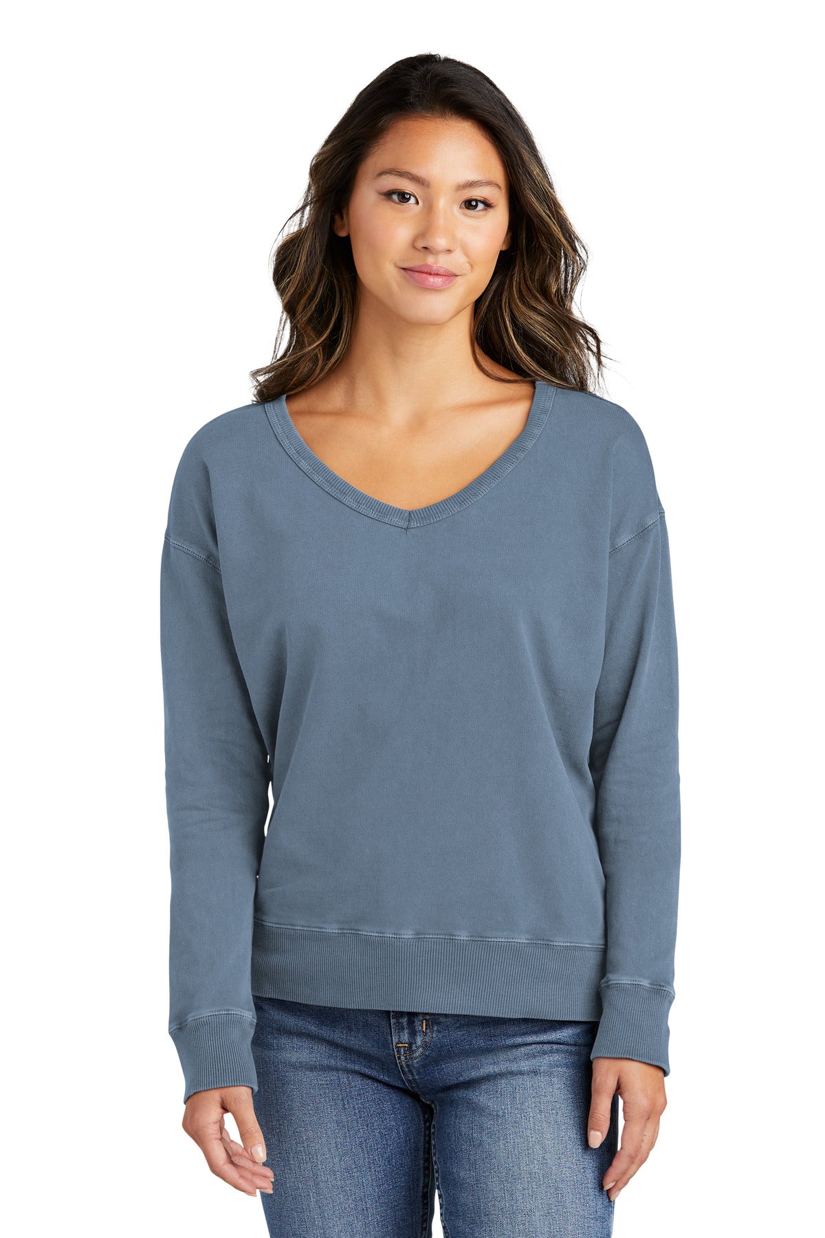 Port & Co ™  Women's Beach Wash ®  Garment-Dyed V-Neck Sweatshirt LPC098V