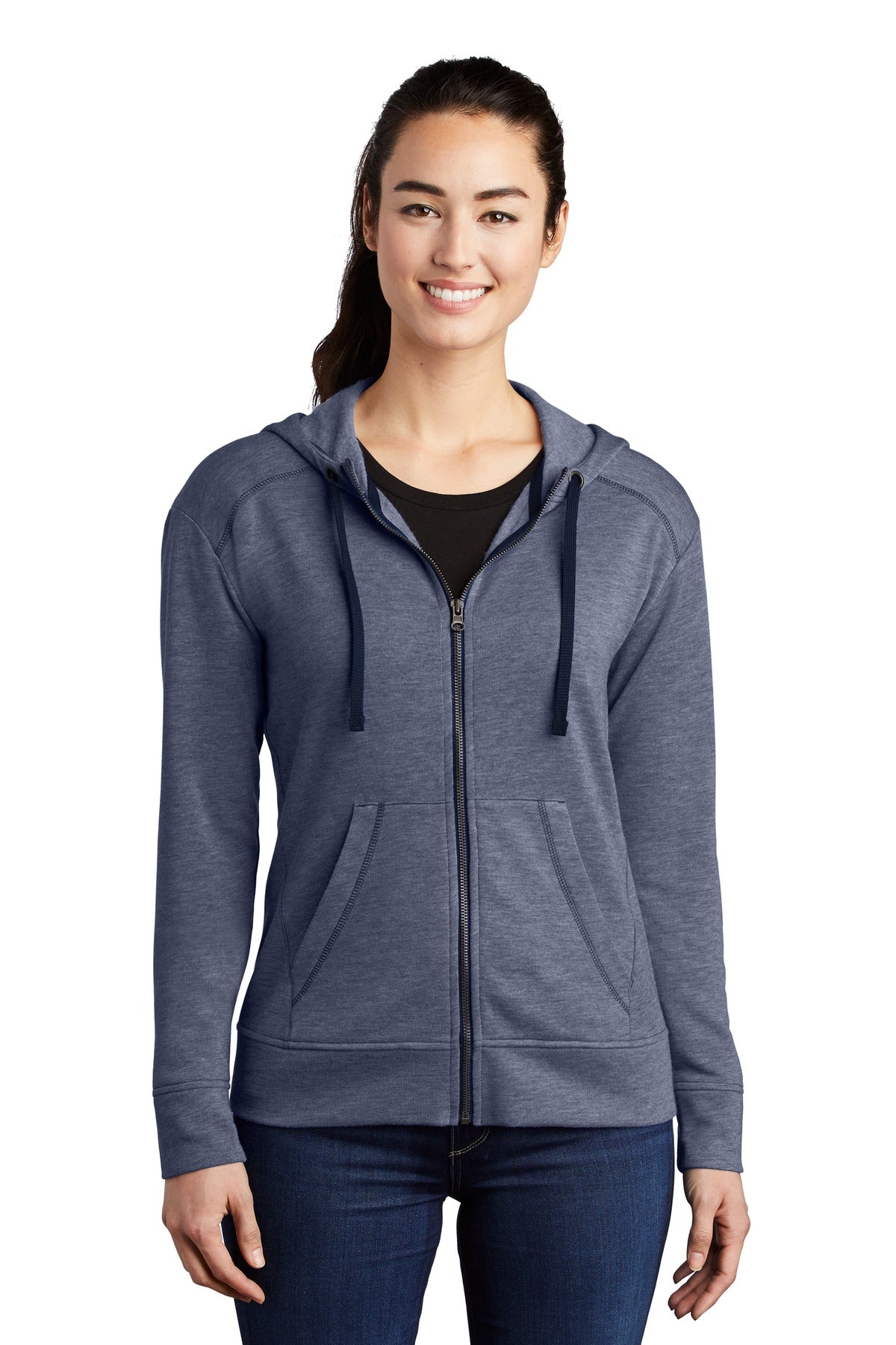 Sport-Tek  ®  Women's PosiCharge  ®  Tri-Blend Wicking Fleece Full-Zip Hooded Jacket LST293