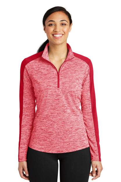 Sport-Tek ®  Women's PosiCharge ®  Electric Heather Colorblock 1/4-Zip Pullover. LST397