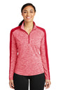 Sport-Tek ®  Women's PosiCharge ®  Electric Heather Colorblock 1/4-Zip Pullover. LST397