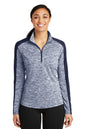 Sport-Tek ®  Women's PosiCharge ®  Electric Heather Colorblock 1/4-Zip Pullover. LST397