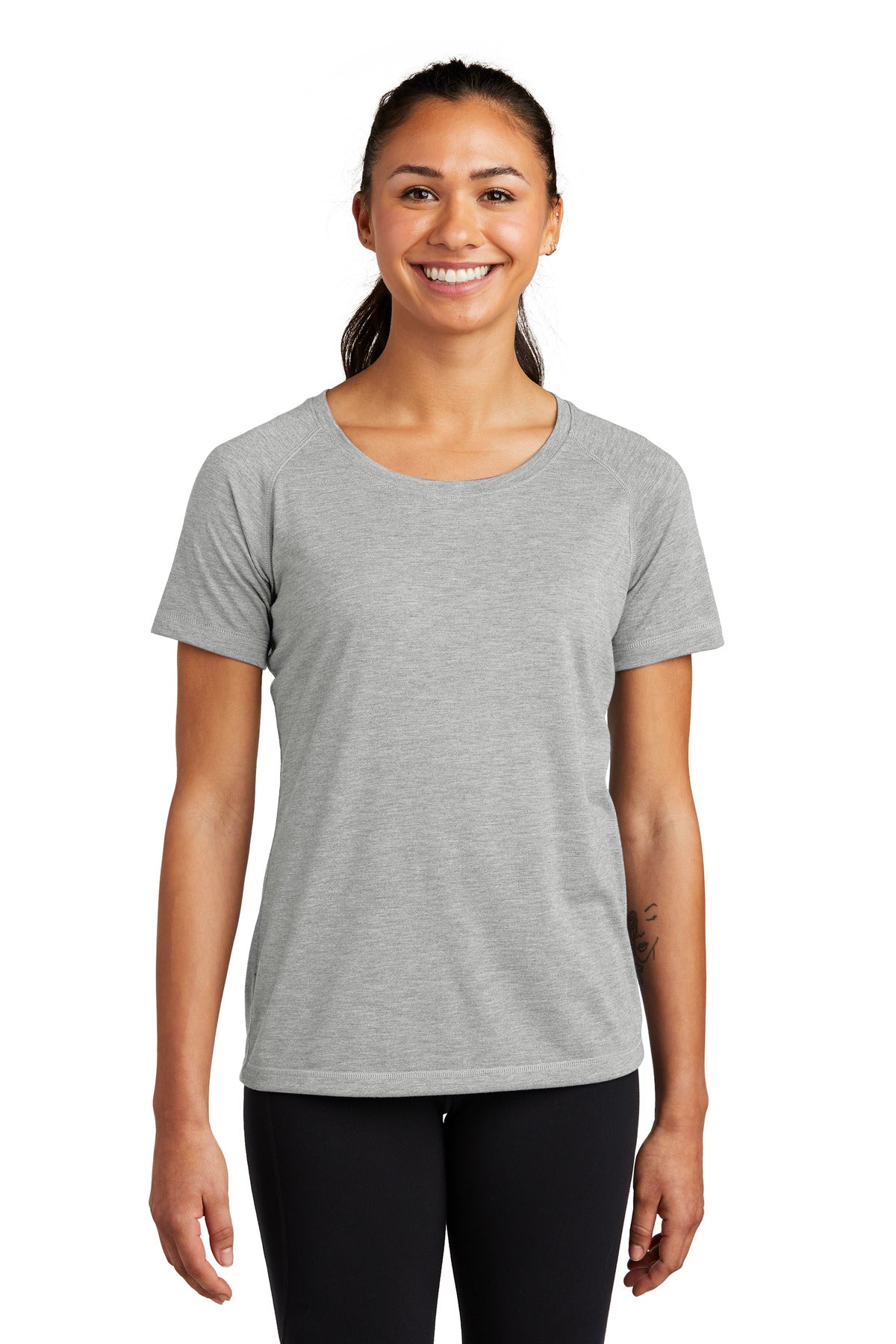 Sport-Tek  ®  Women's PosiCharge  ®  Tri-Blend Wicking Scoop Neck Raglan Tee. LST400