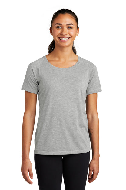Sport-Tek  ®  Women's PosiCharge  ®  Tri-Blend Wicking Scoop Neck Raglan Tee. LST400