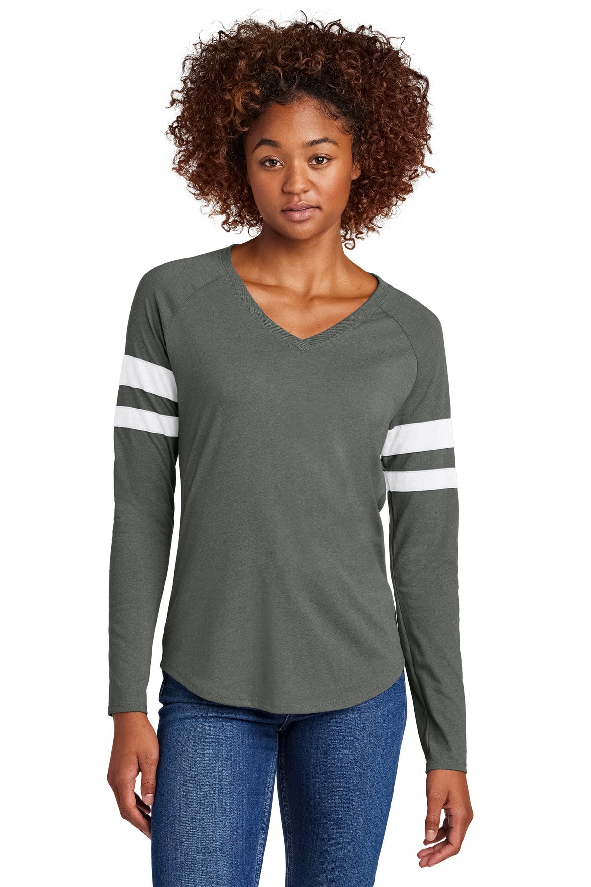 Sport-Tek ®  Women's Halftime Stripe Long Sleeve V-Neck Tee LST6043