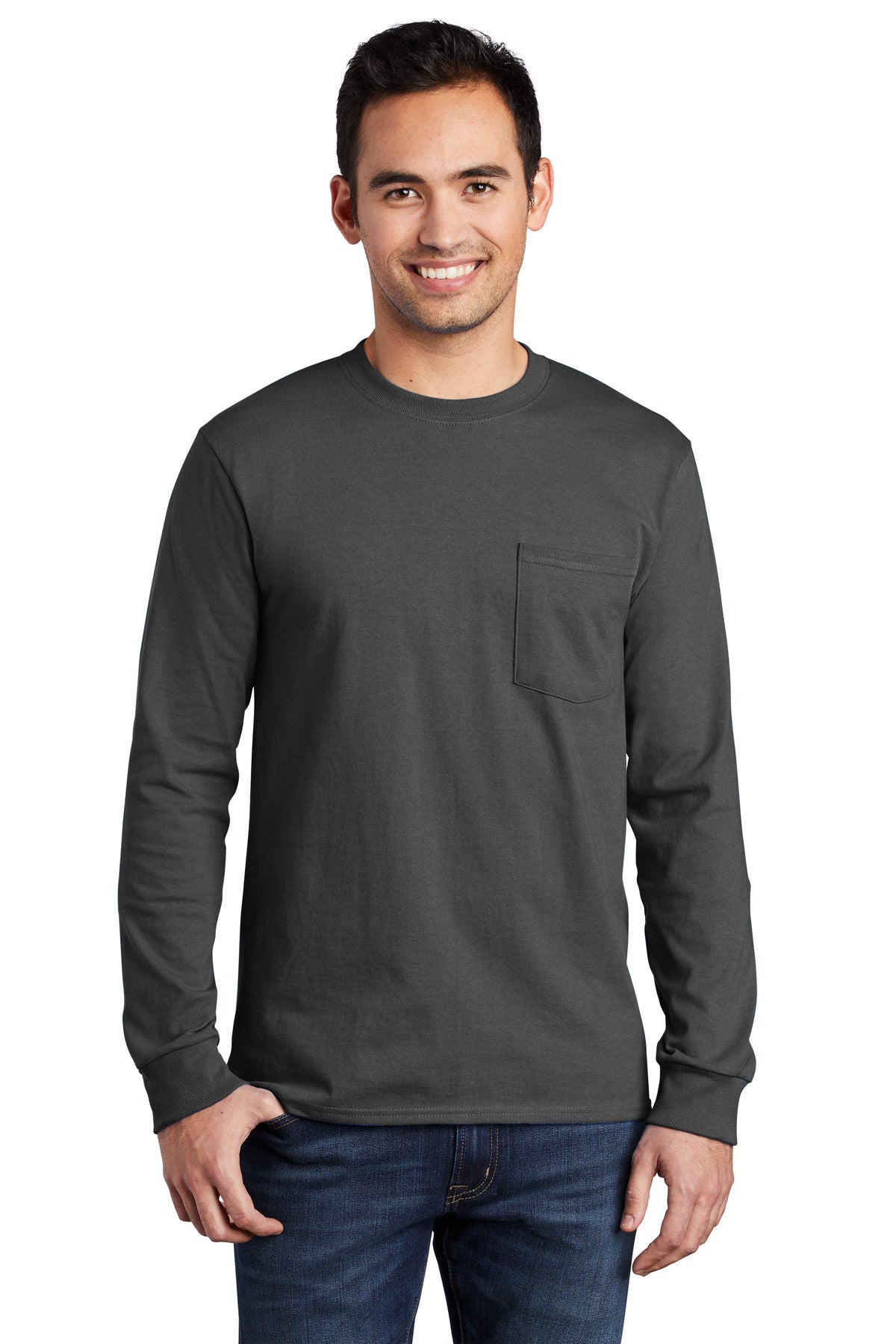 Port & Co ™  Tall Long Sleeve Essential Pocket Tee. PC61LSPT