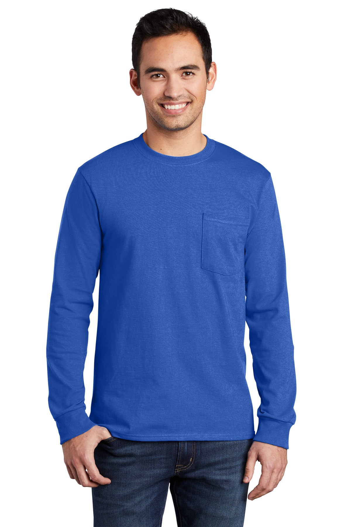 Port & Co ™  Tall Long Sleeve Essential Pocket Tee. PC61LSPT