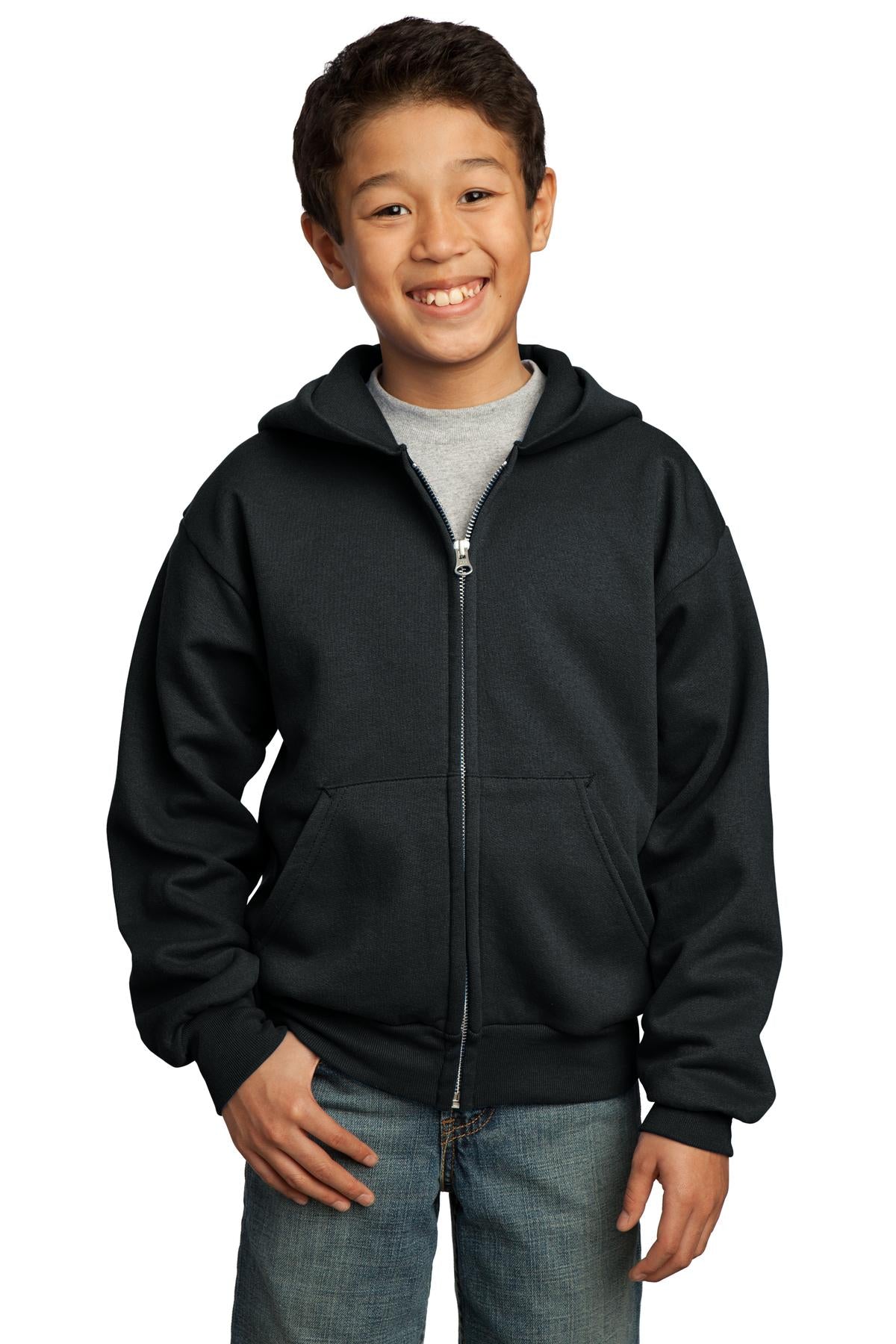 Port & Co ™  Youth Core Fleece Full-Zip Hooded Sweatshirt.  PC90YZH