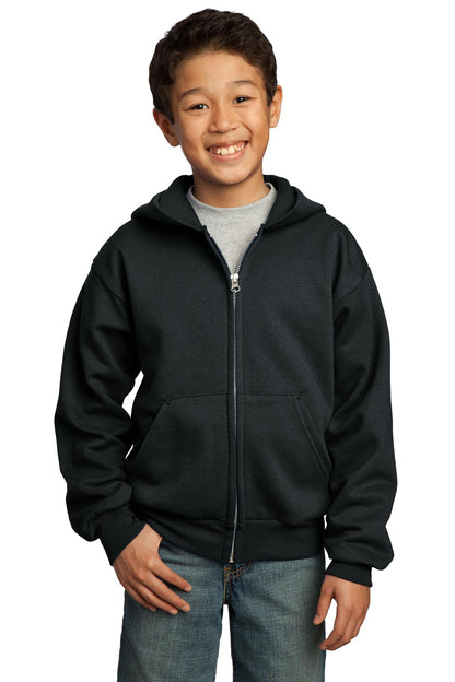 Port & Co ™  Youth Core Fleece Full-Zip Hooded Sweatshirt.  PC90YZH