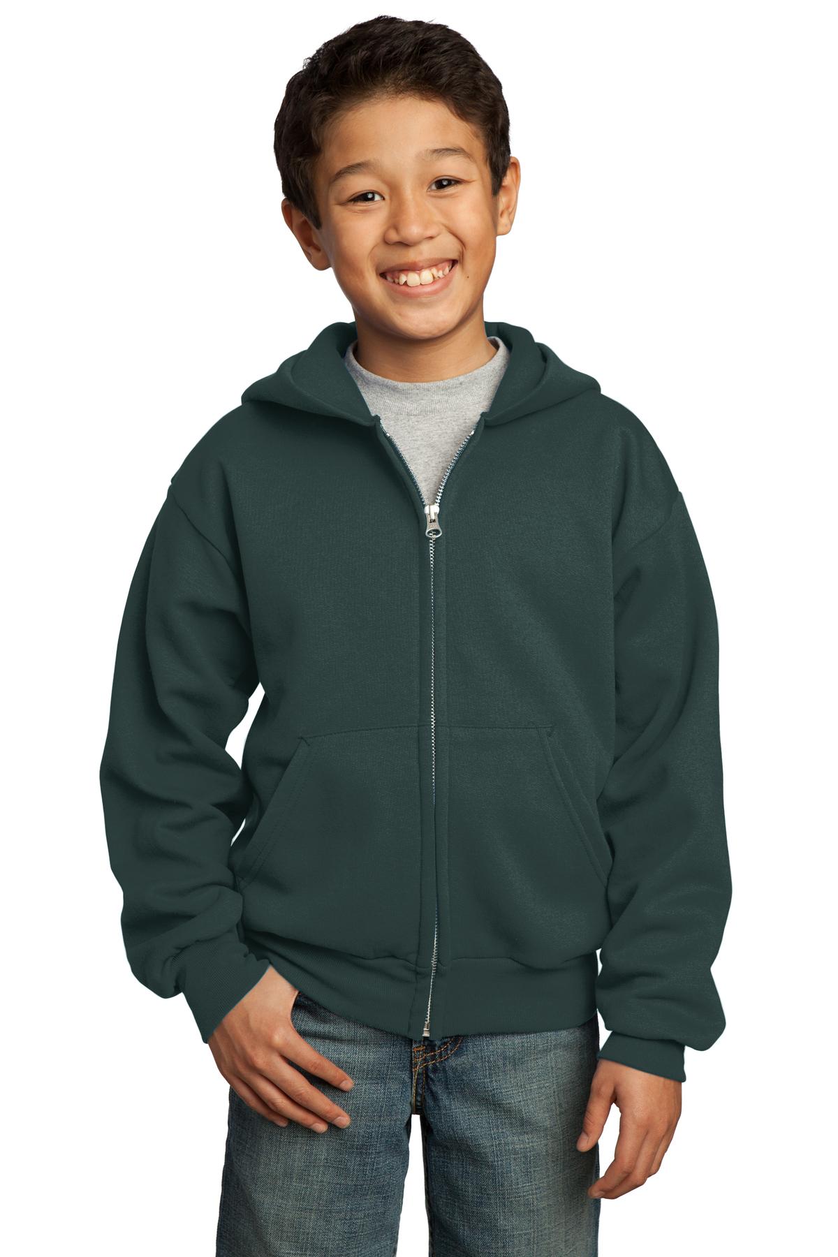 Port & Co ™  Youth Core Fleece Full-Zip Hooded Sweatshirt.  PC90YZH