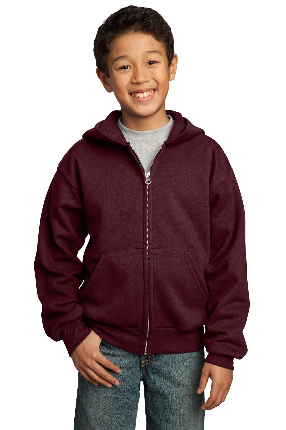 Port & Co ™  Youth Core Fleece Full-Zip Hooded Sweatshirt.  PC90YZH