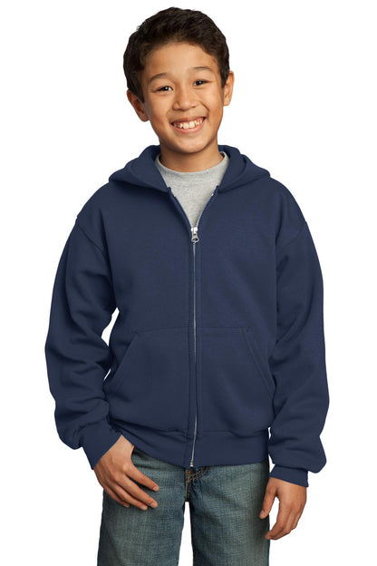 Port & Co ™  Youth Core Fleece Full-Zip Hooded Sweatshirt.  PC90YZH