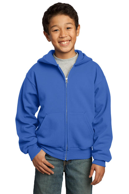 Port & Co ™  Youth Core Fleece Full-Zip Hooded Sweatshirt.  PC90YZH