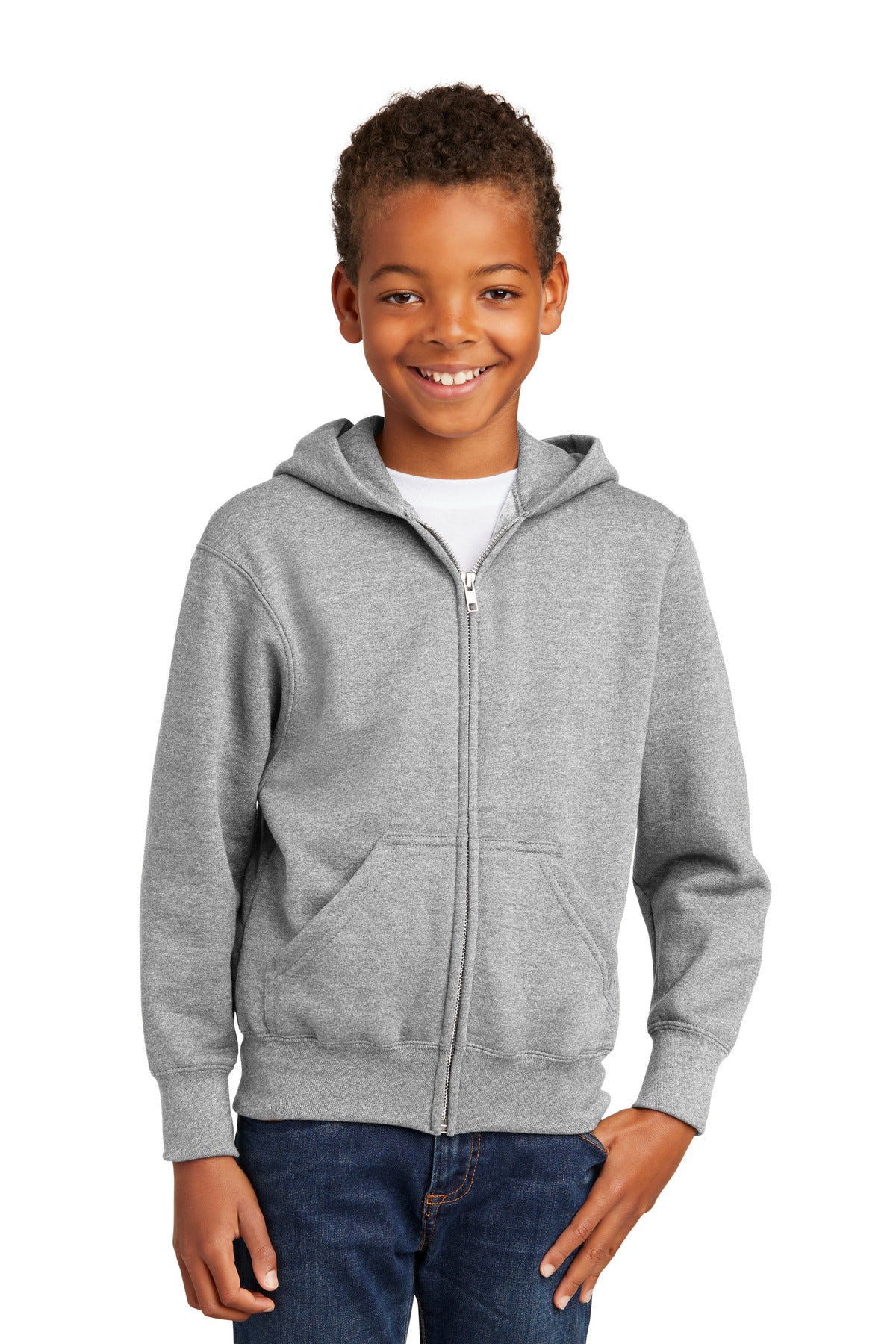 Port & Co ™  Youth Core Fleece Full-Zip Hooded Sweatshirt.  PC90YZH