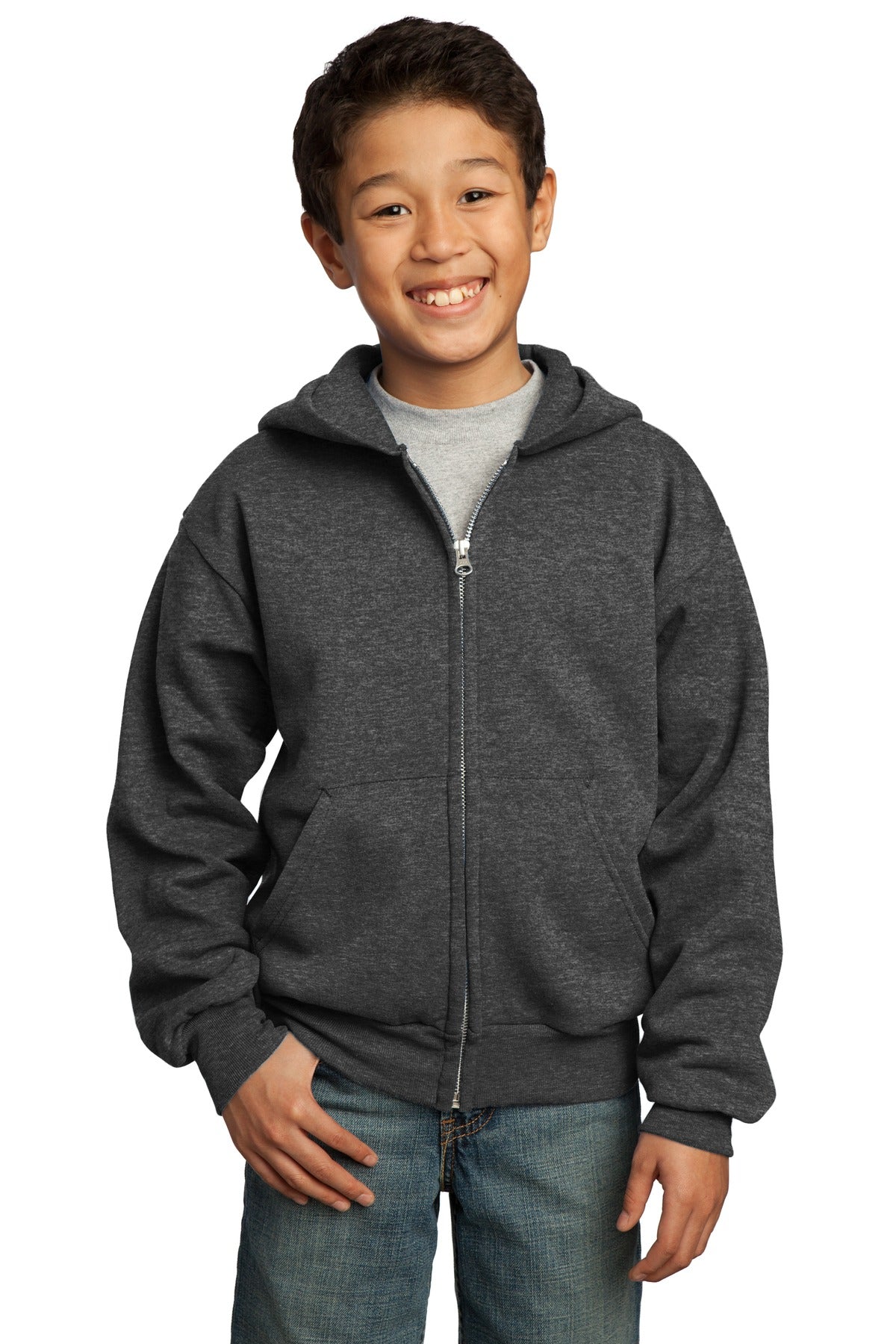Port & Co ™  Youth Core Fleece Full-Zip Hooded Sweatshirt.  PC90YZH