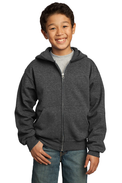 Port & Co ™  Youth Core Fleece Full-Zip Hooded Sweatshirt.  PC90YZH