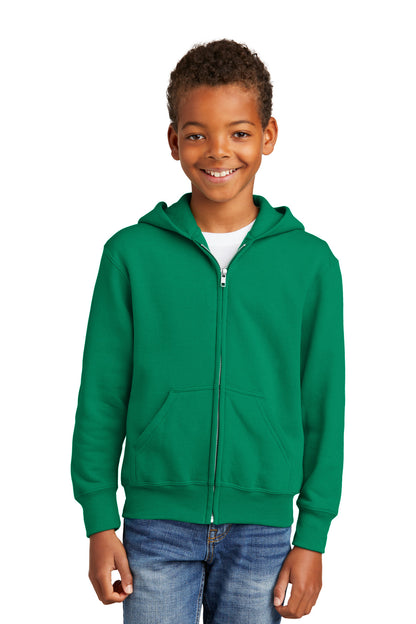 Port & Co ™  Youth Core Fleece Full-Zip Hooded Sweatshirt.  PC90YZH