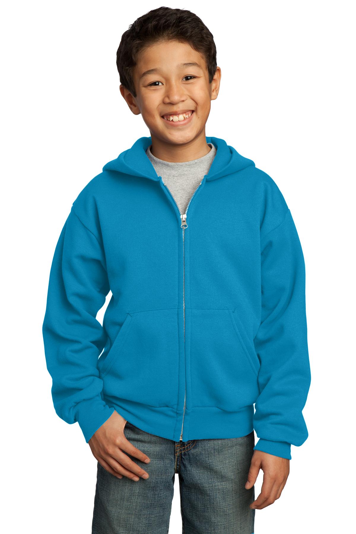 Port & Co ™  Youth Core Fleece Full-Zip Hooded Sweatshirt.  PC90YZH