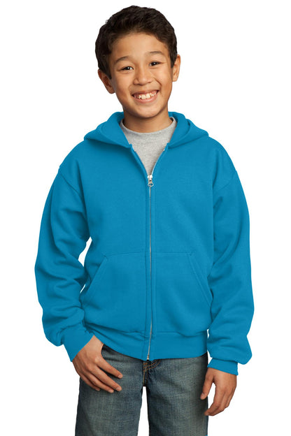 Port & Co ™  Youth Core Fleece Full-Zip Hooded Sweatshirt.  PC90YZH