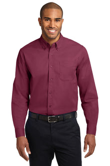 Port Authority ®  Long Sleeve Easy Care Shirt S608 - Burgundy/ Light Stone