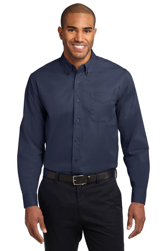 Port Authority ®  Long Sleeve Easy Care Shirt S608 - Navy/ Light Stone