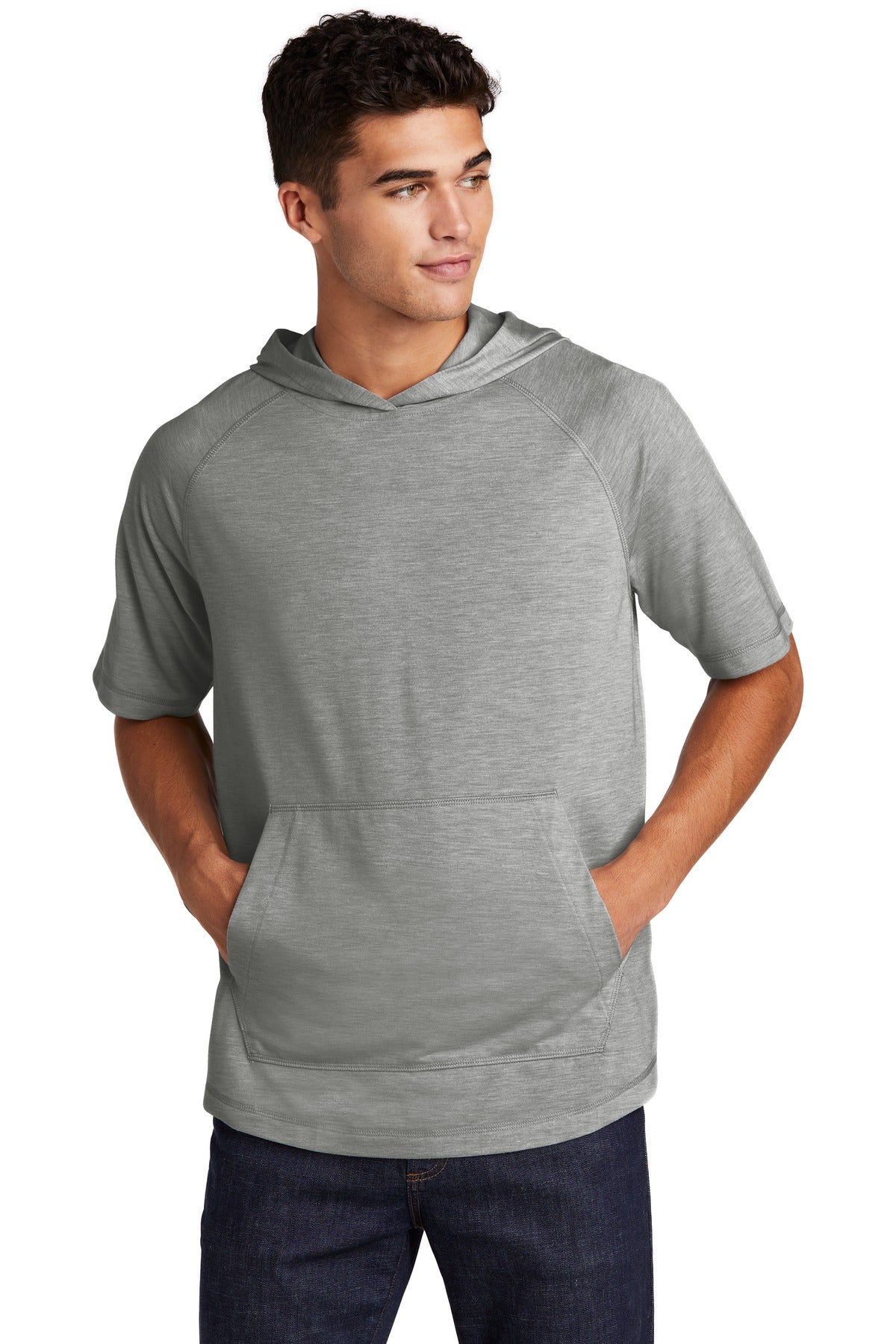 Sport-Tek  ®  PosiCharge  ®  Tri-Blend Wicking Short Sleeve Hoodie. ST404
