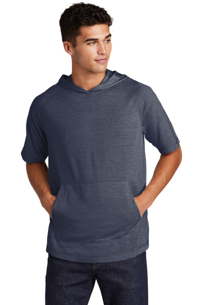 Sport-Tek  ®  PosiCharge  ®  Tri-Blend Wicking Short Sleeve Hoodie. ST404